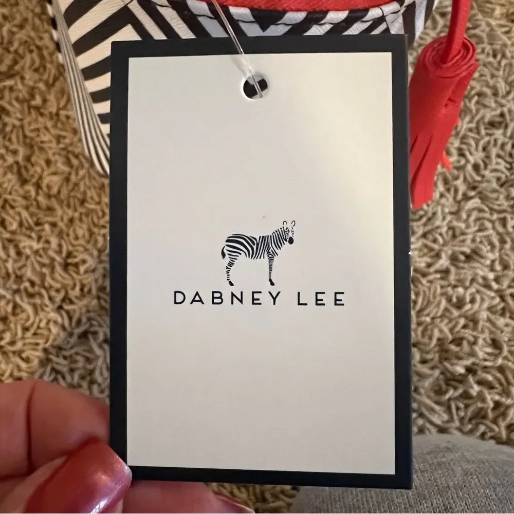 Dabney Lee Travel Weekender Cosmetic Black White Chevron Red Kiss Accessory Bag